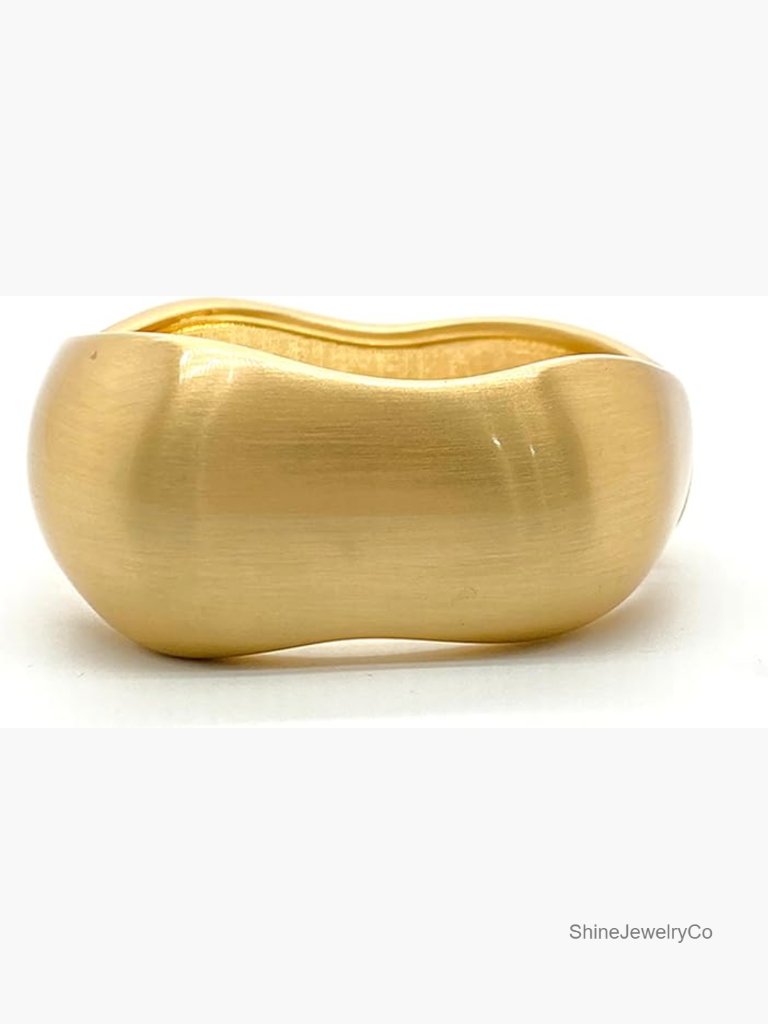 14k Gold Plated Chunky Hinged Bangle Bracelet - Trendy Arm Cuff